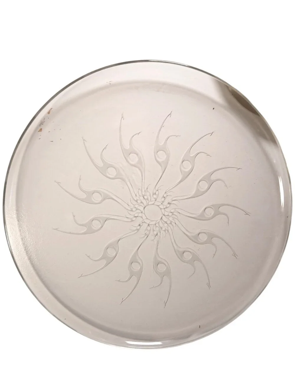 Vintage Style Etched Glass Round Serving Platter